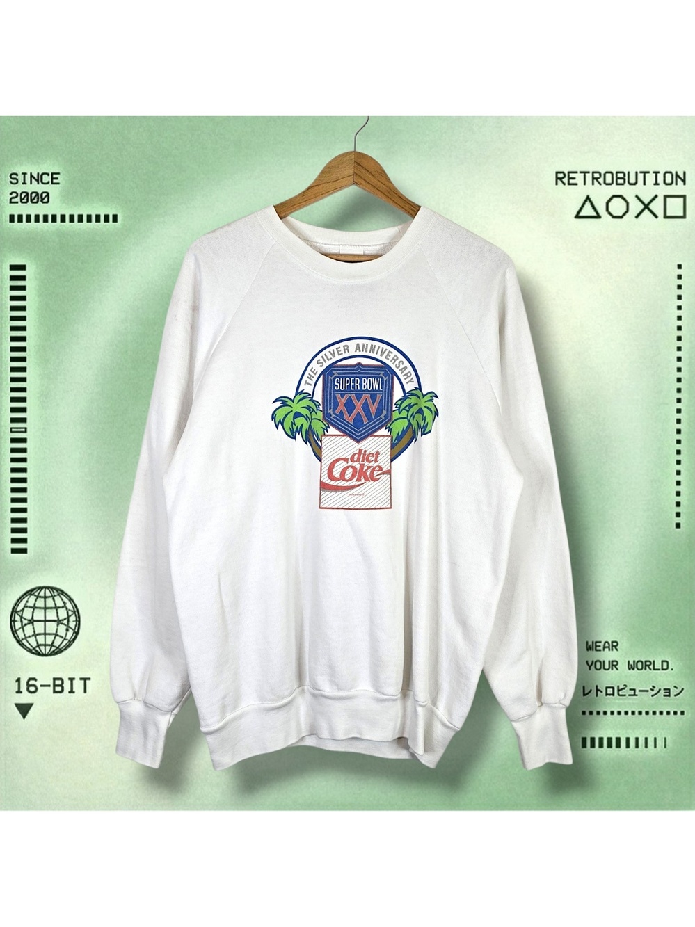 Vintage 90s Super Bowl Diet Coke NFL Crewneck Sweatshirt White Size XL